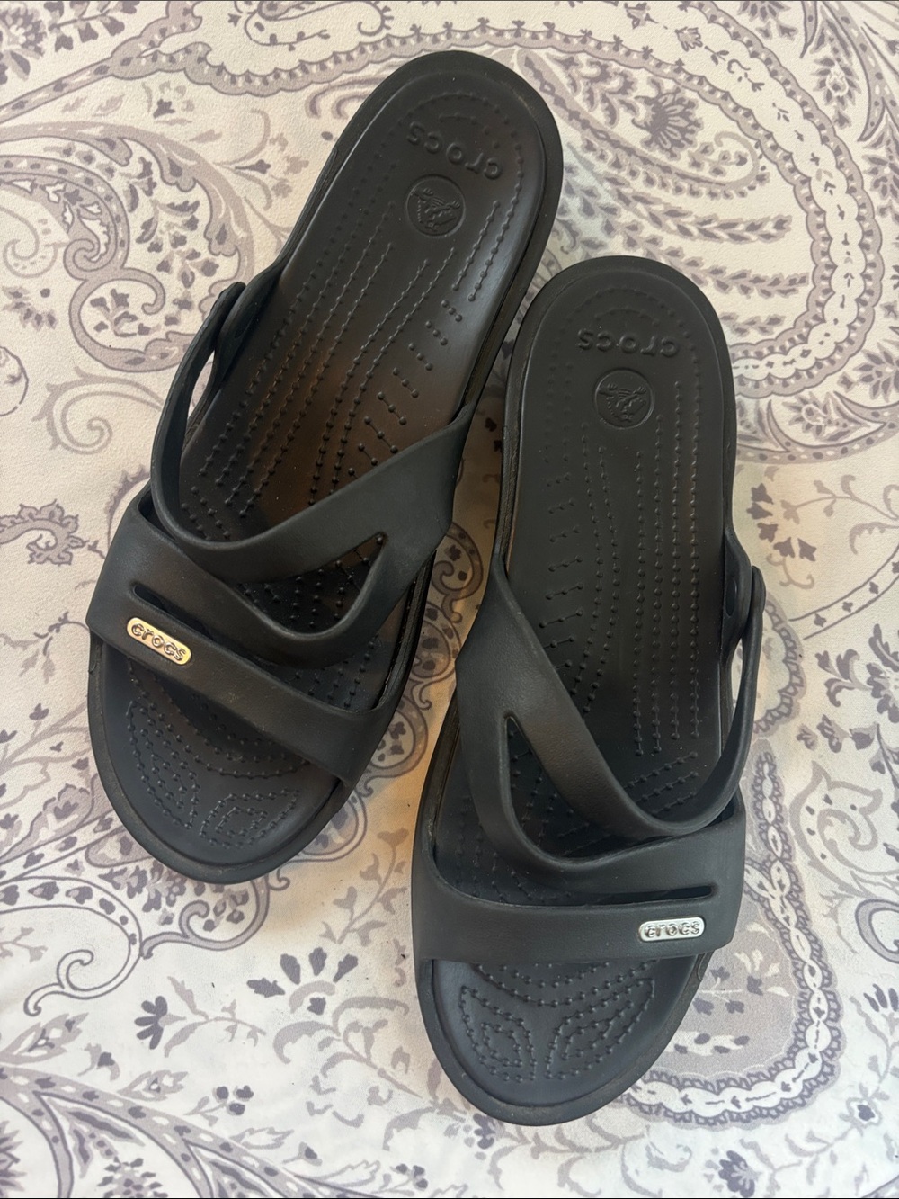 CROCS Women's Black Double-Strap Slide Sandals size 8